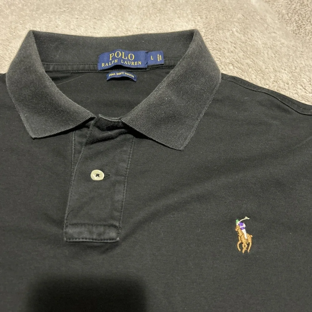 Ralph Lauren Pima Soft Touch Polo Black Flesh Color Pony Size L